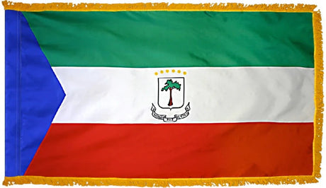Equatorial Guinea Flag with Fringe - For Indoor Use