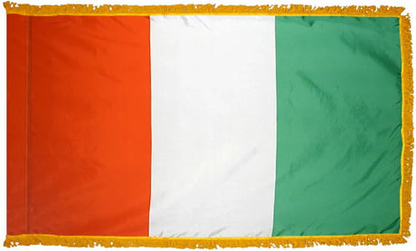 Ivory Coast Flag with Fringe - For Indoor Use