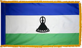 Lesotho Flag with Fringe - For Indoor Use