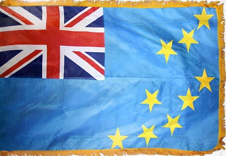 Tuvalu Flag with Fringe - For Indoor Use