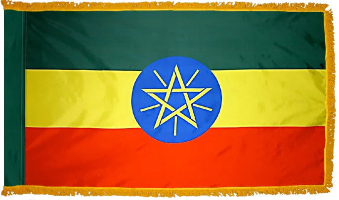 Ethiopia Flag with Fringe - For Indoor Use