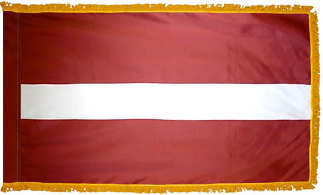 Latvia Flag with Fringe - For Indoor Use