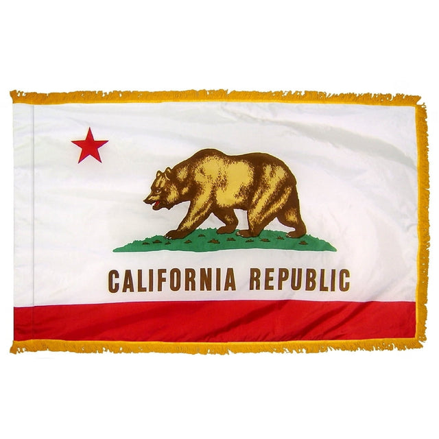 California flag with pole sleeve and fringe