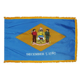 Delaware flag with pole sleeve and fringe