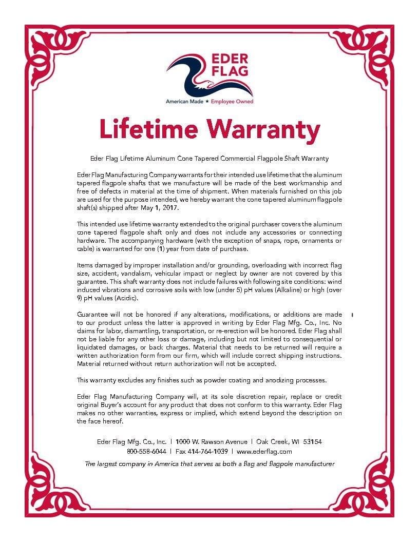 Lifetime Warranty Certificate