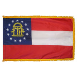 Georgia flag with pole sleeve and fringe