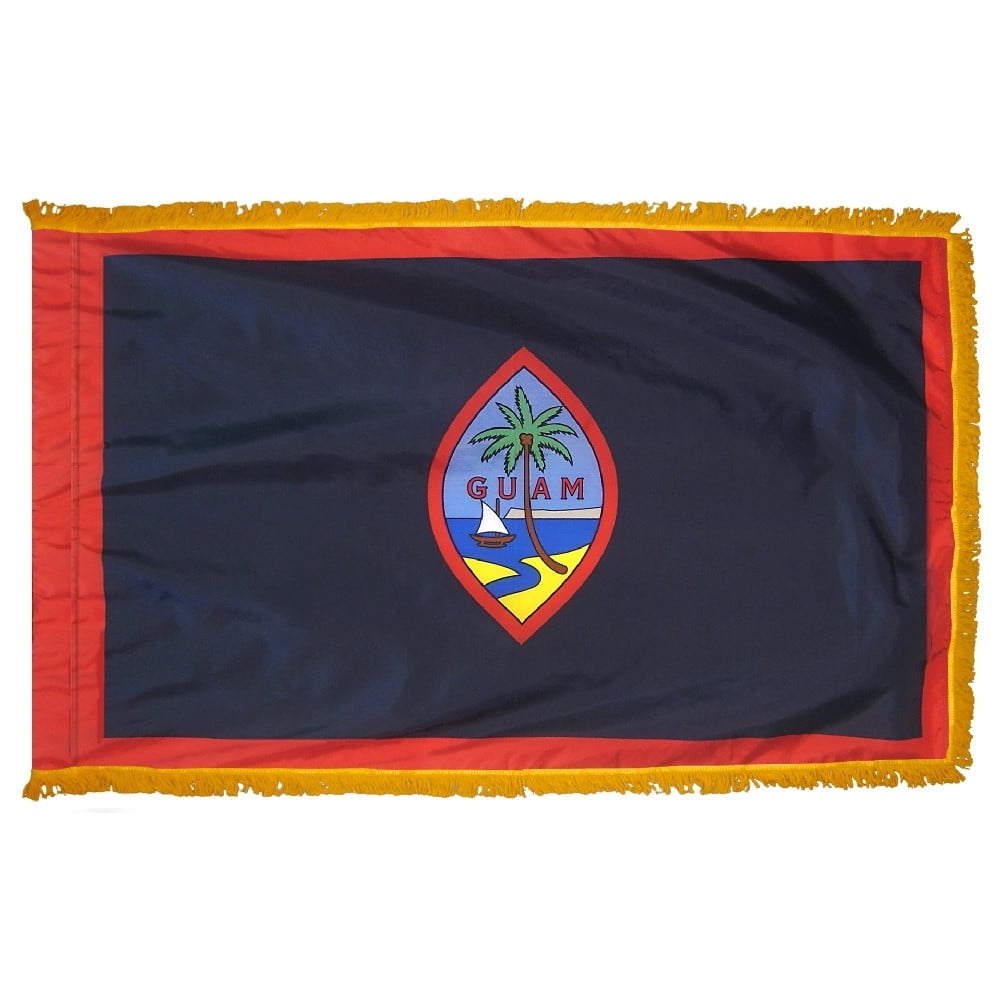 Guam flag with pole sleeve and fringe