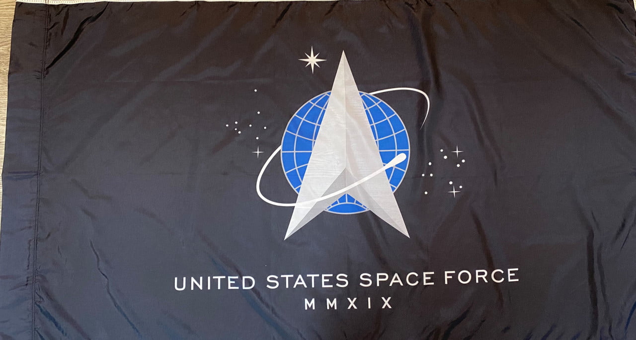 Space Force Flag with Pole Sleeve for Indoor Use