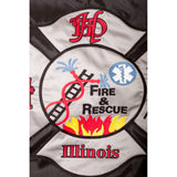 Huntley Fire Department Embroidered Flag - Close up