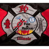 Huntley Fire Department Embroidered Flag - Close up