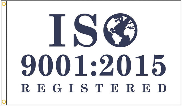 ISO 9001:2015 Registered Flag - Blue Design