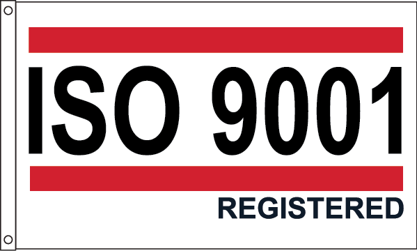 ISO 9001 Flag Red/White/Blue Design