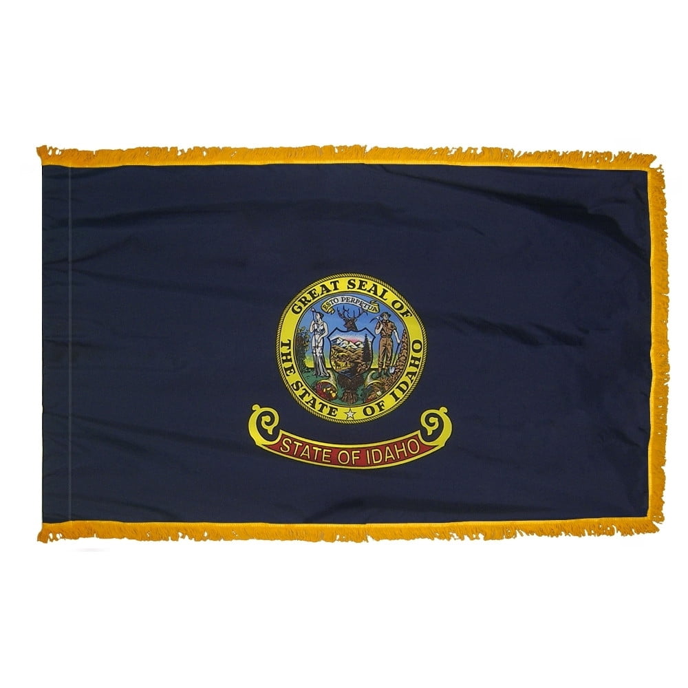 Idaho flag with pole sleeve and fringe