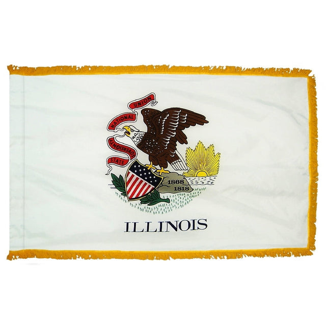 Illinois flag with pole sleeve and fringe