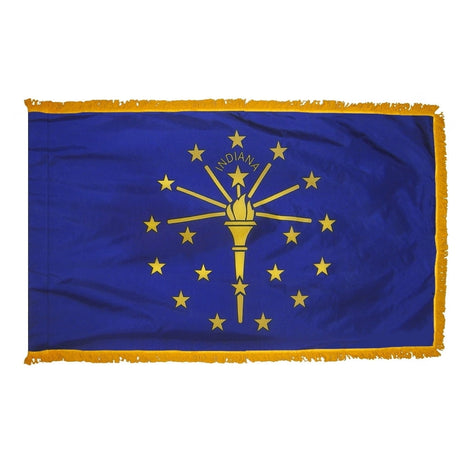 Indiana flag with pole sleeve and fringe