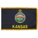 Kansas flag with pole sleeve and fringe