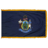 Maine flag with pole sleeve and fringe