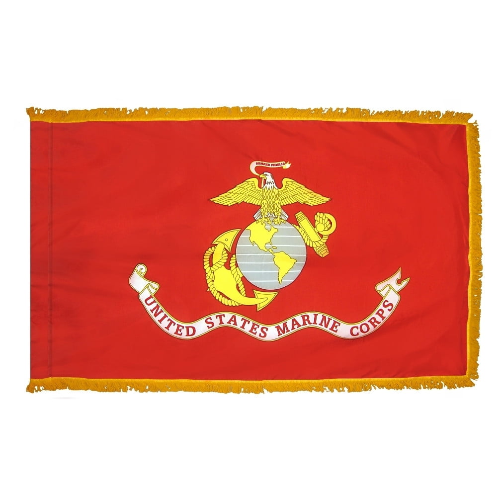 Marine Corps Flag with Fringe (Pole Sleeve Style)