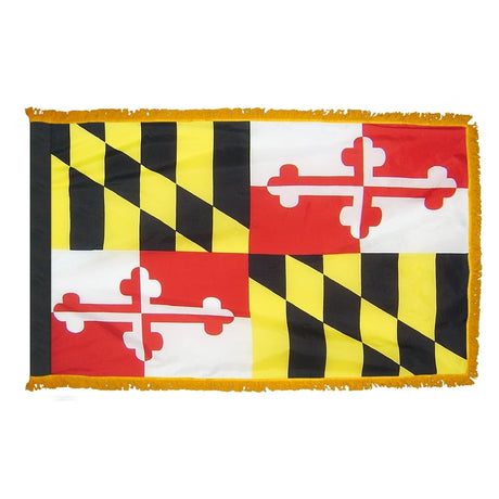 Maryland flag with pole sleeve and fringe