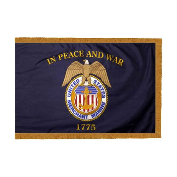 Merchant Marines Flag with Fringe (Pole Sleeve Style)
