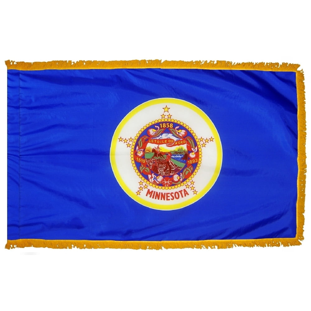 Minnesota flag with pole sleeve and fringe