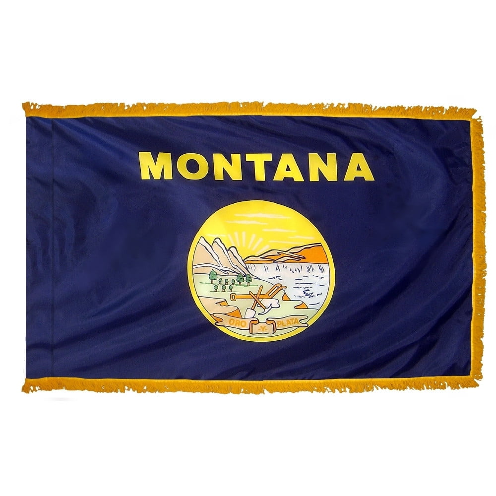 Montana flag with pole sleeve and fringe