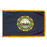 New Hampshire flag with pole sleeve and fringe