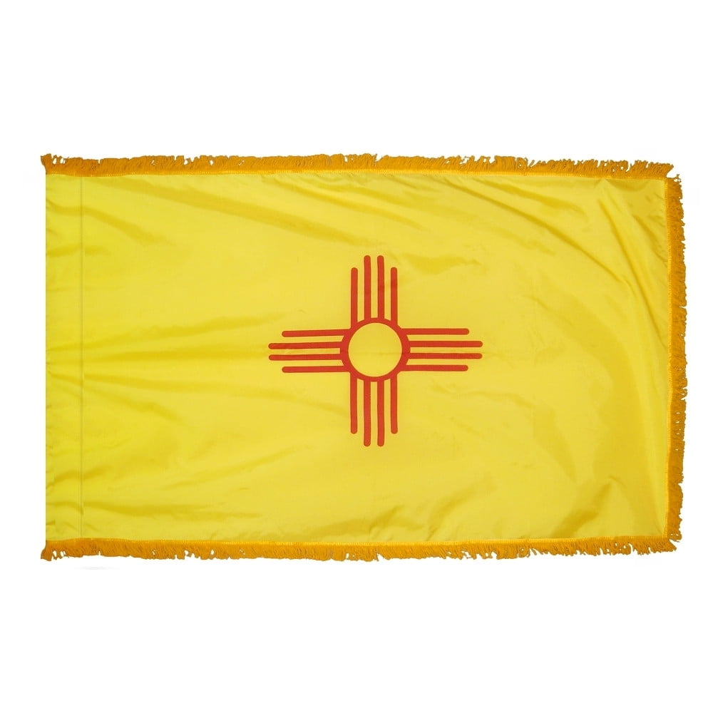 New Mexico flag with pole sleeve and fringe