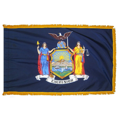 New York flag with pole sleeve and fringe