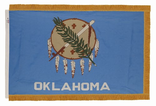 Oklahoma flag with pole sleeve and fringe