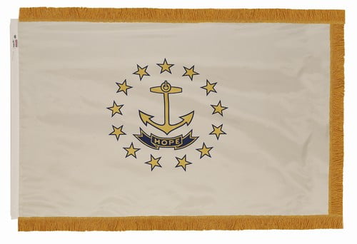 Rhode Island flag with pole sleeve and fringe