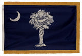 South Carolina flag with pole sleeve and fringe