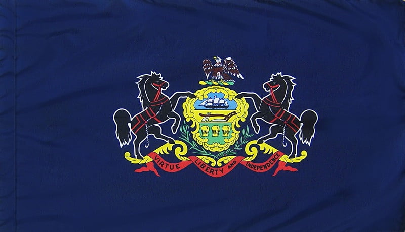 Pennsylvania - State Flag with Pole Sleeve - For Indoor Use