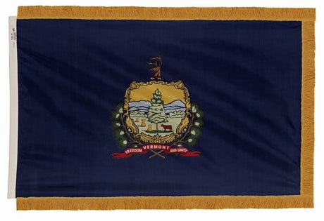 Vermont flag with pole sleeve and fringe