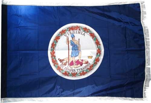 Virginia flag with pole sleeve and fringe