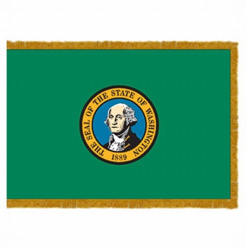 Washington flag with pole sleeve and fringe