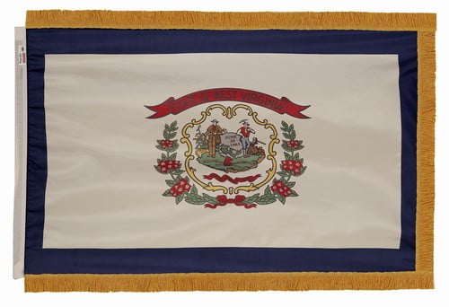 West Virginia flag with pole sleeve and fringe