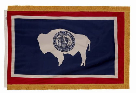 Wyoming flag with pole sleeve and fringe