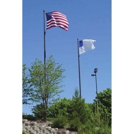 Two Vanguard Flagpoles in Black - 30' / 25' Configuration