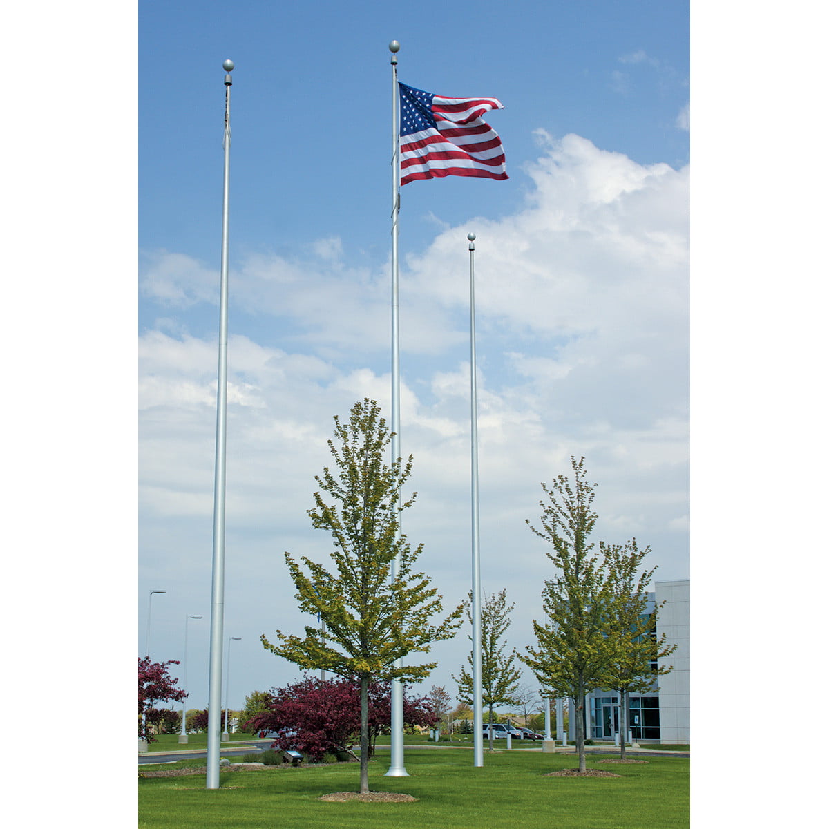 Three Deluxe Flagpoles in Satin