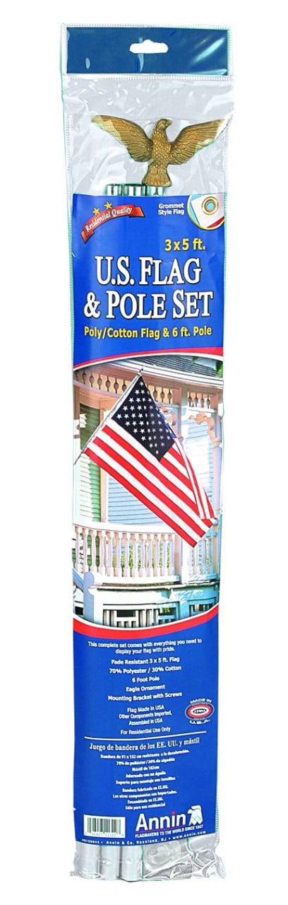 American Flag Set - 6' Sectional Aluminum Flagpole