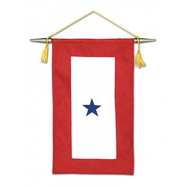 Blue star service banner flag - 8"x14" - for indoor use