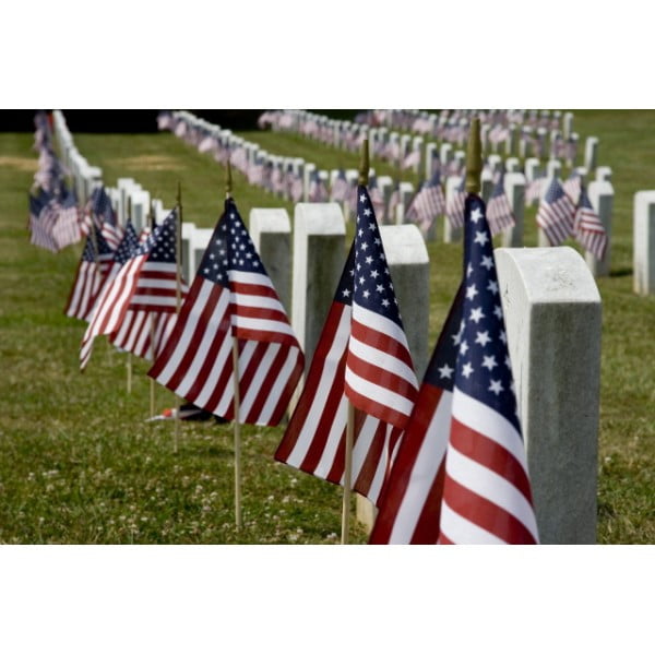 American grave marker flag - hemmed