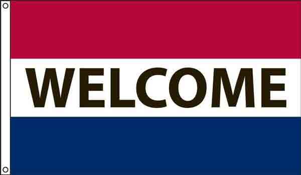 "welcome" message flag - 3'x5' - for outdoor use