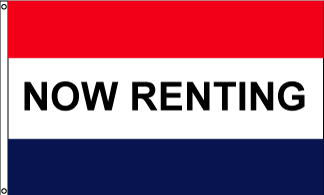 "Now Renting" Message Flag - 3'x5' - For Outdoor Use