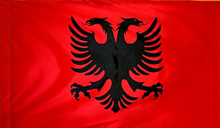 Albania Flag with Pole Sleeve - For Indoor Use