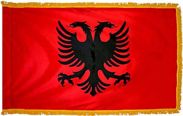 Albania flag with fringe - for indoor use