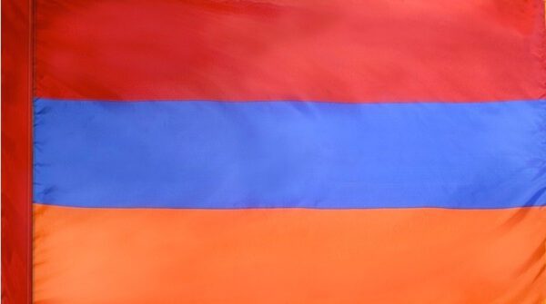 Armenia flag with pole sleeve - for indoor use