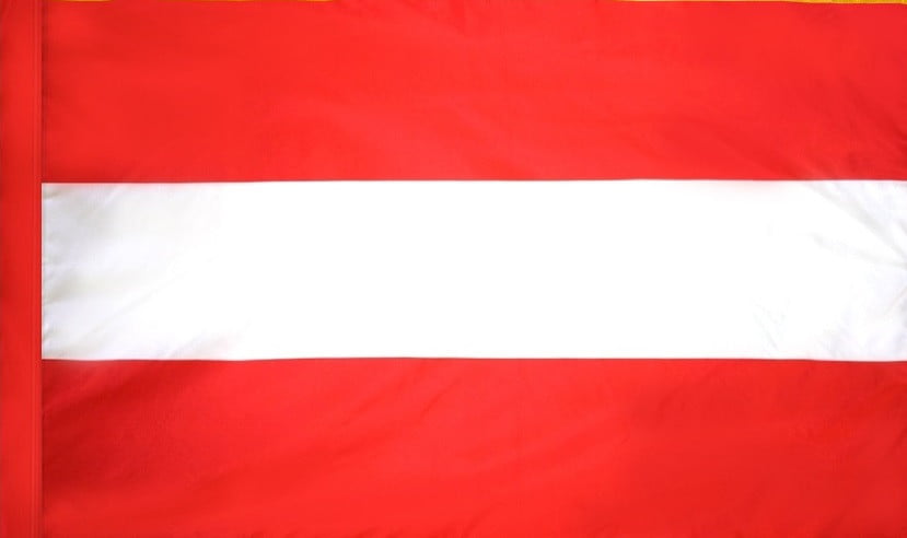 Austria Flag with Pole Sleeve - For Indoor Use