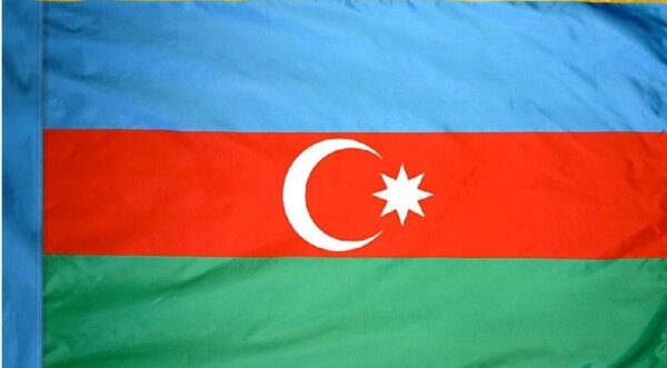 Azerbaijan flag with pole sleeve - for indoor use